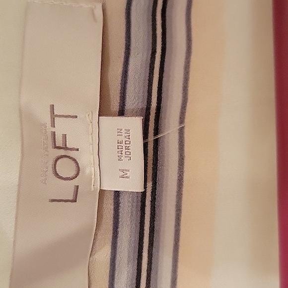 Loft Stripe Chiffon blouse NWT Size Med Career Office Elevated Basic - Picture 4 of 7